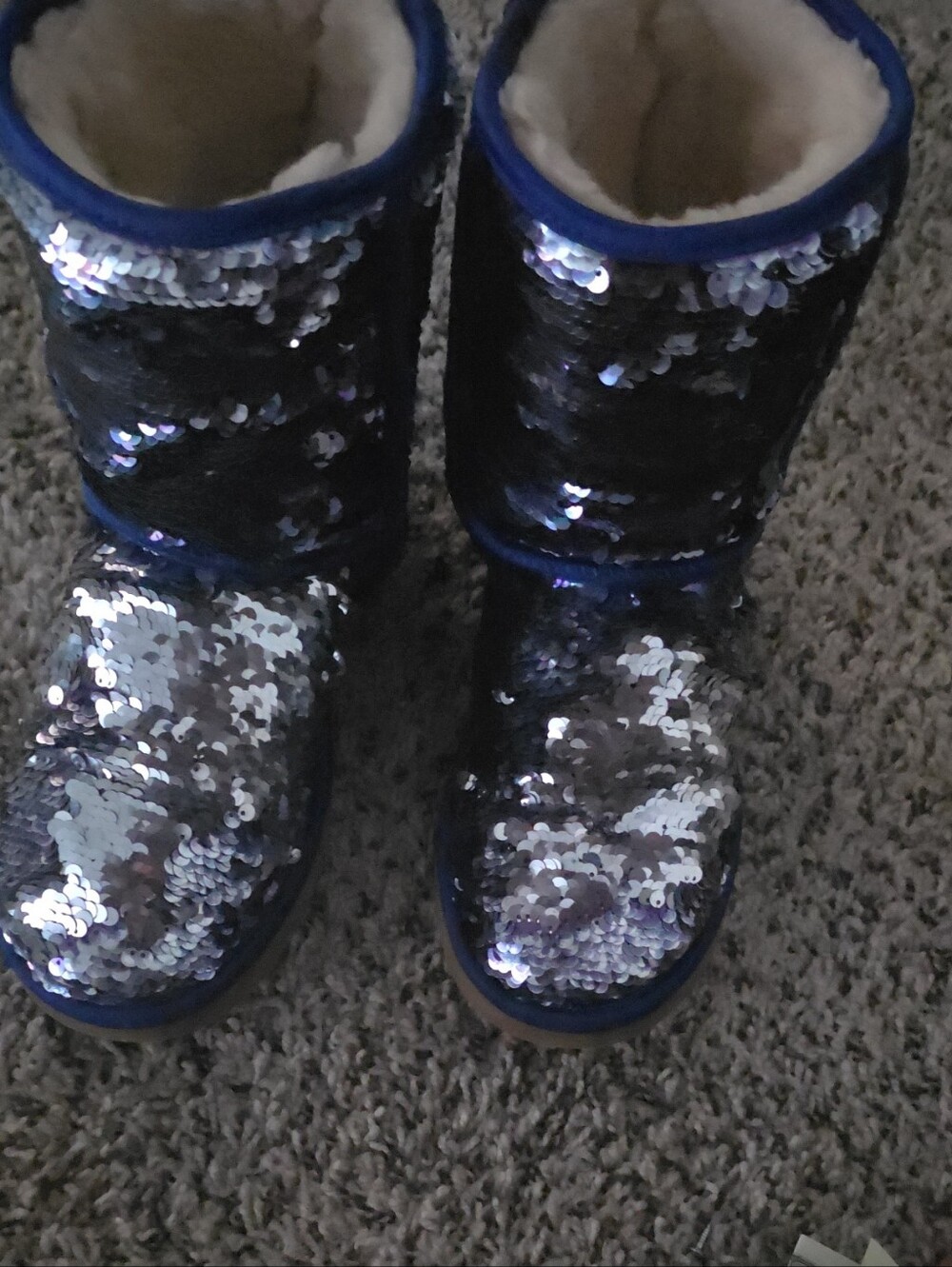 Ugg Sequined Winter Boots in Iridescent Silver and Black